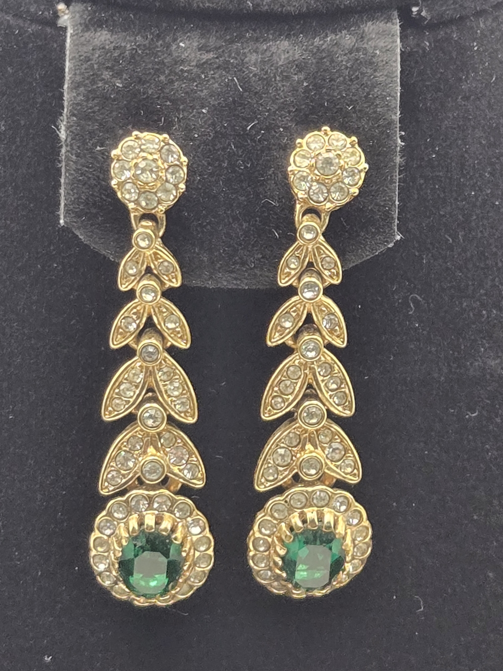 Vintage Attwood And Sawyer Earrings Gold Tone Rhinestone